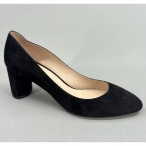 Stuart Weitzman Shoes Size 7 B Black Suede Block Heel Pumps Spain Minimalist